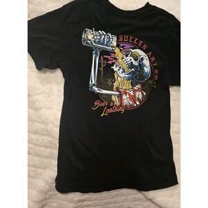 Men's Sullen Art Co Beer Loathing Skulls Tattoo Biker Tee T-Shirt Medium